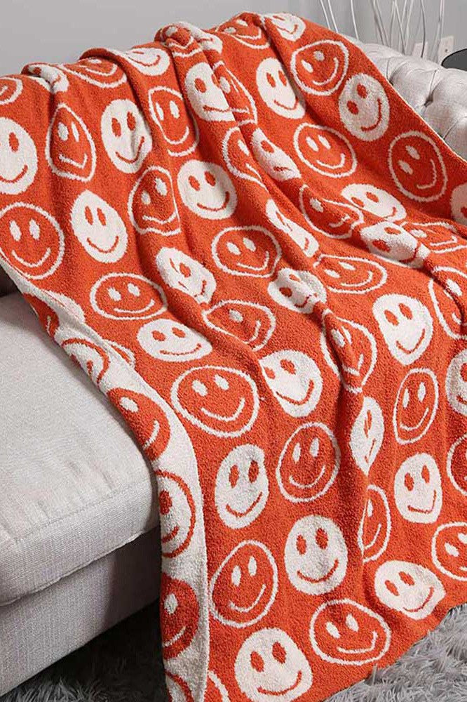Happy Face Comfy Luxe Blanket - Multiple Colors