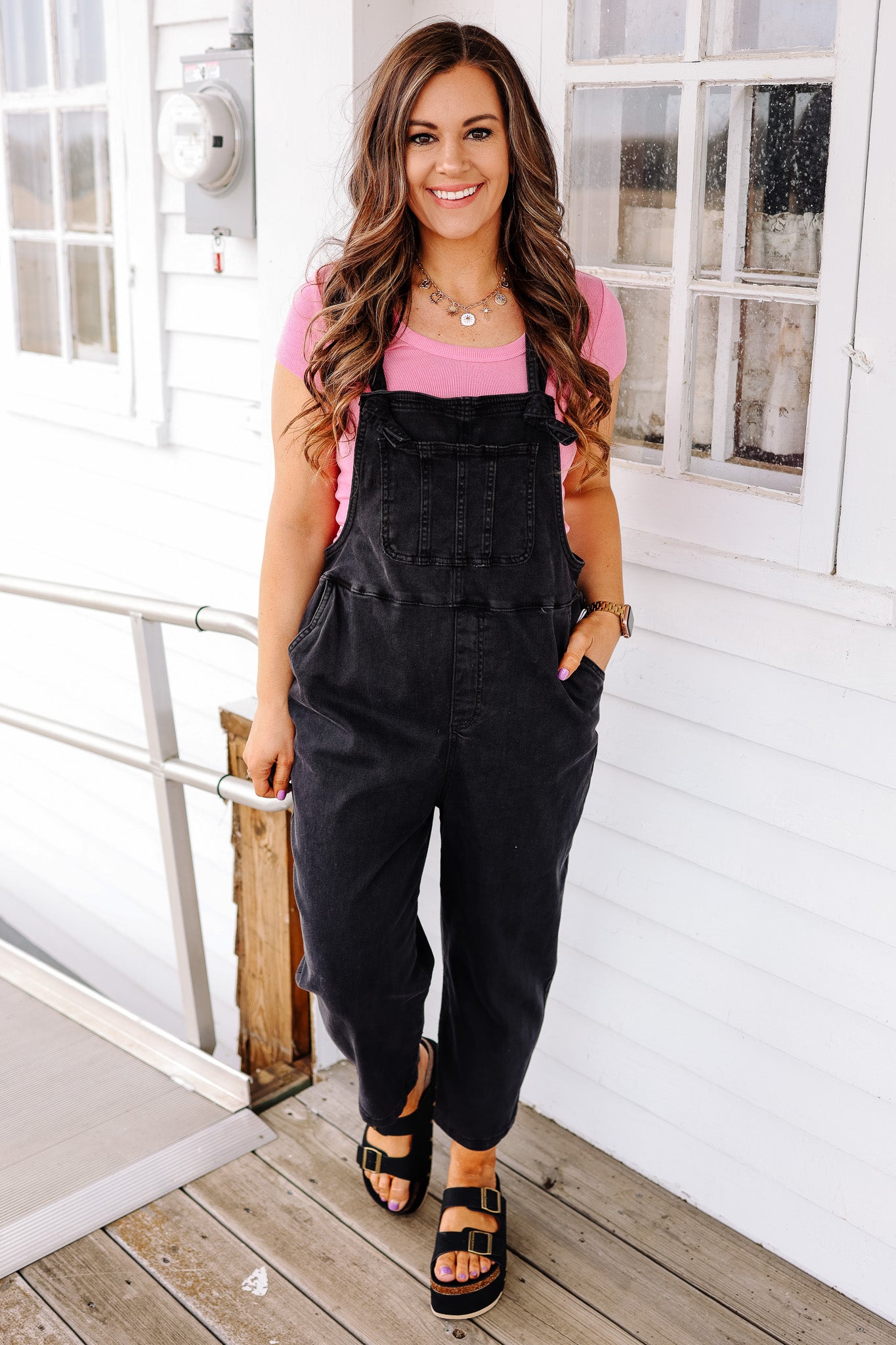 River Washed Knot Strap Overalls - Black – Aiden & Oak