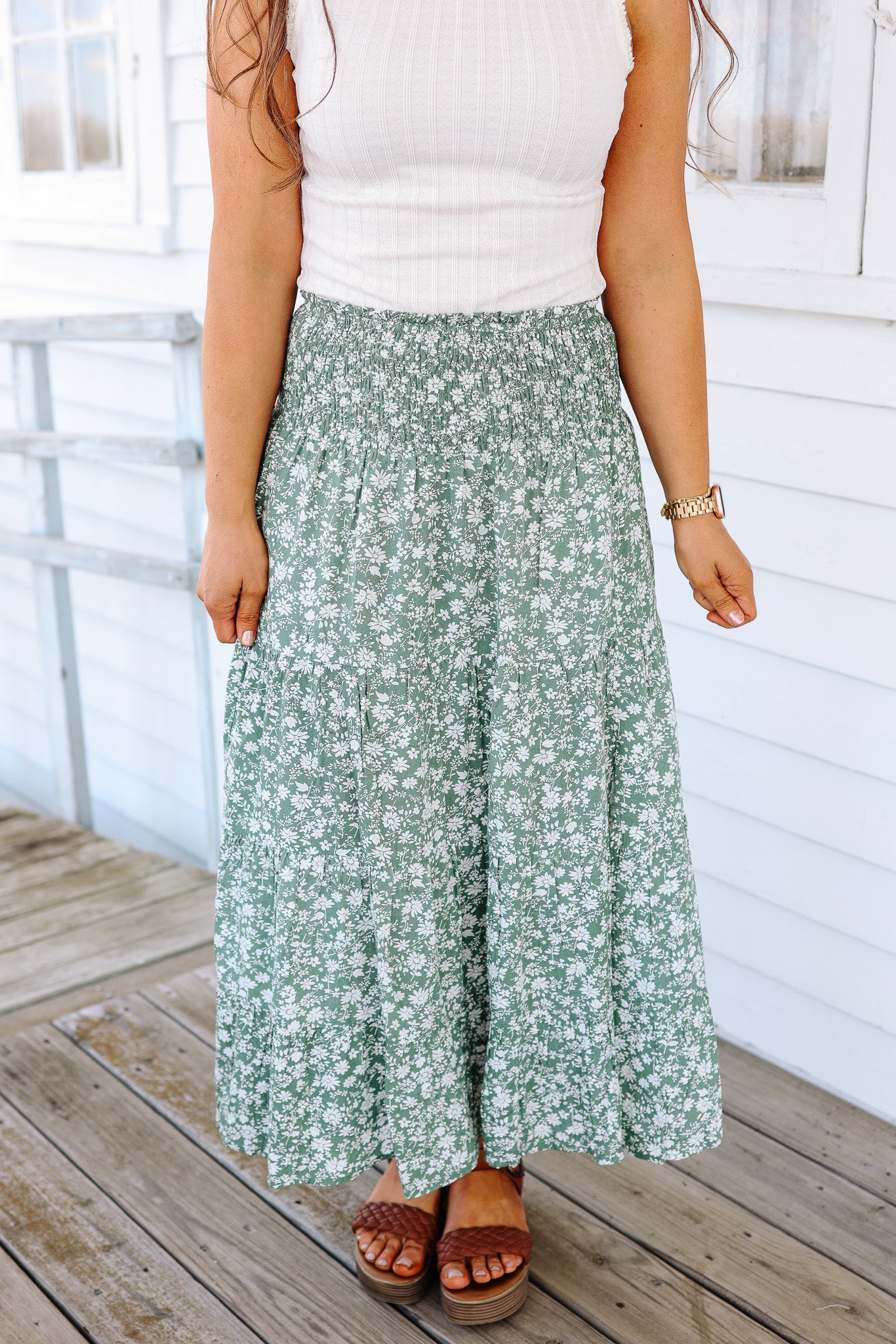 Willow Floral Tiered Midi Skirt