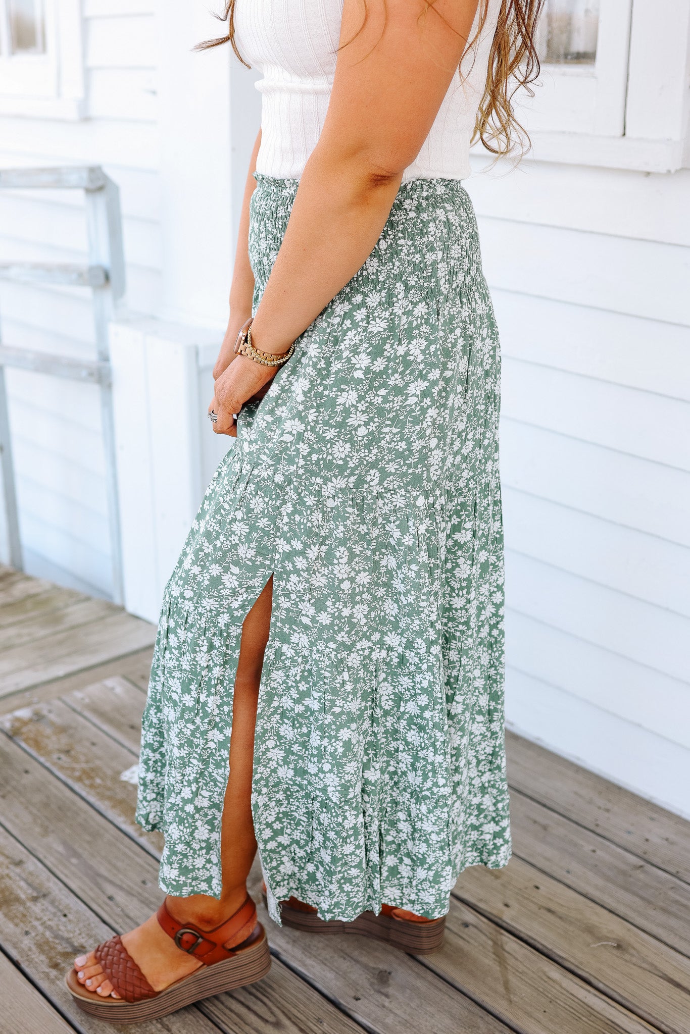 Willow Floral Tiered Midi Skirt