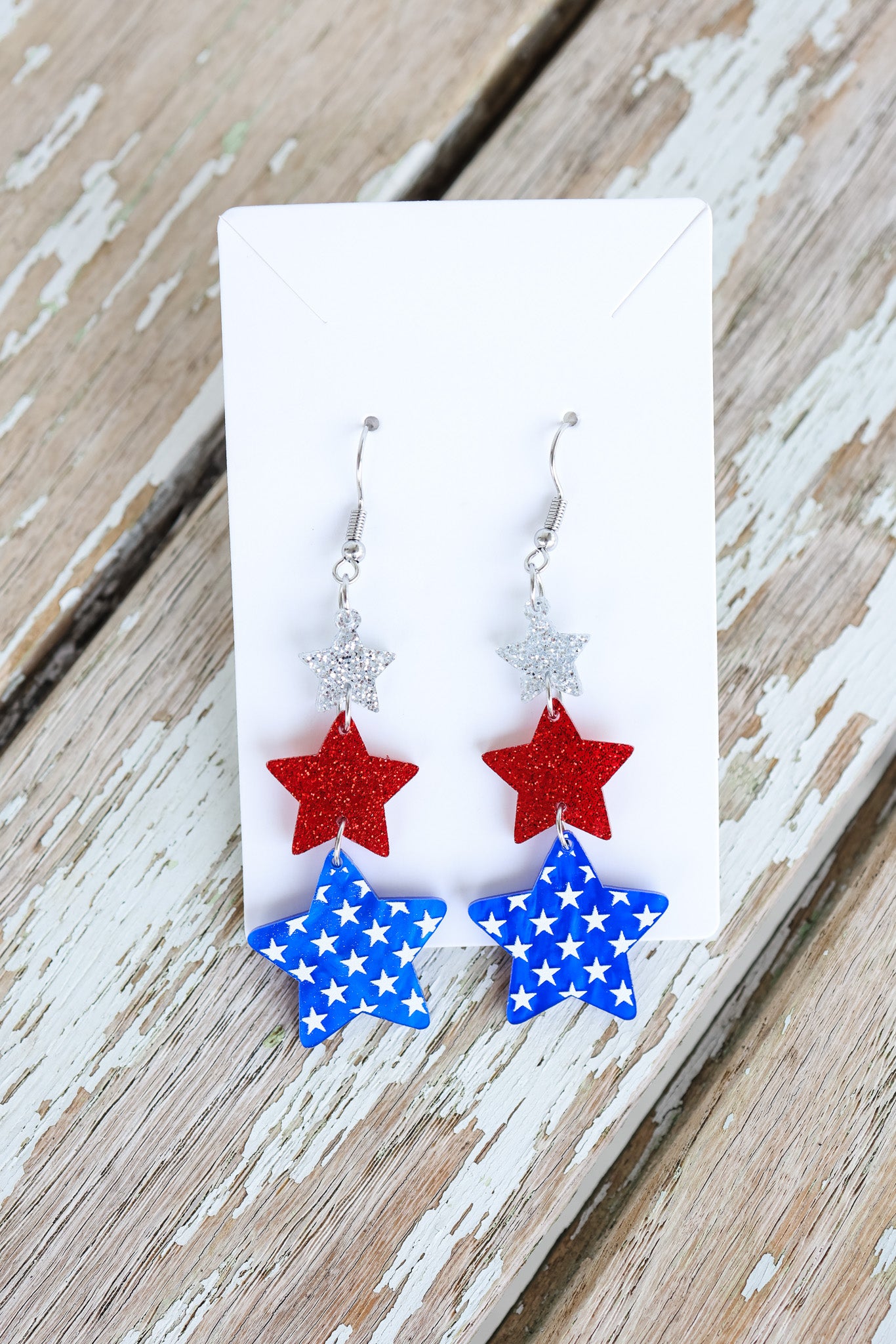 3 Star Patriotic Earrings