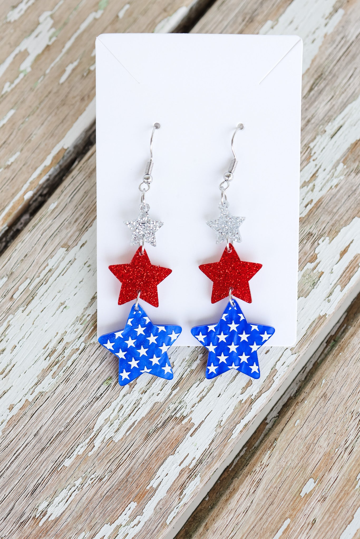 3 Star Patriotic Earrings