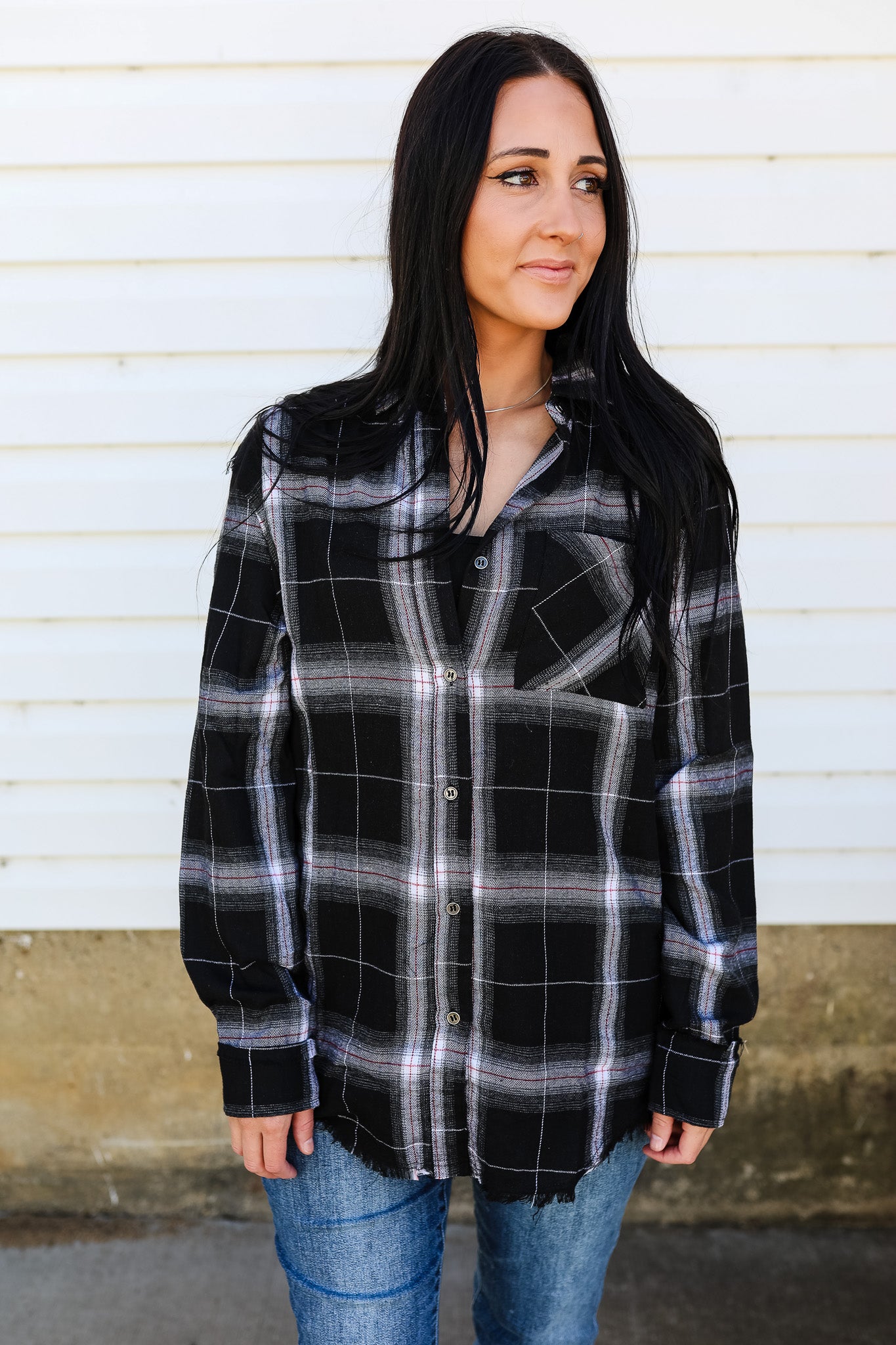 Wyatt Plaid Flannel Shirt - Black