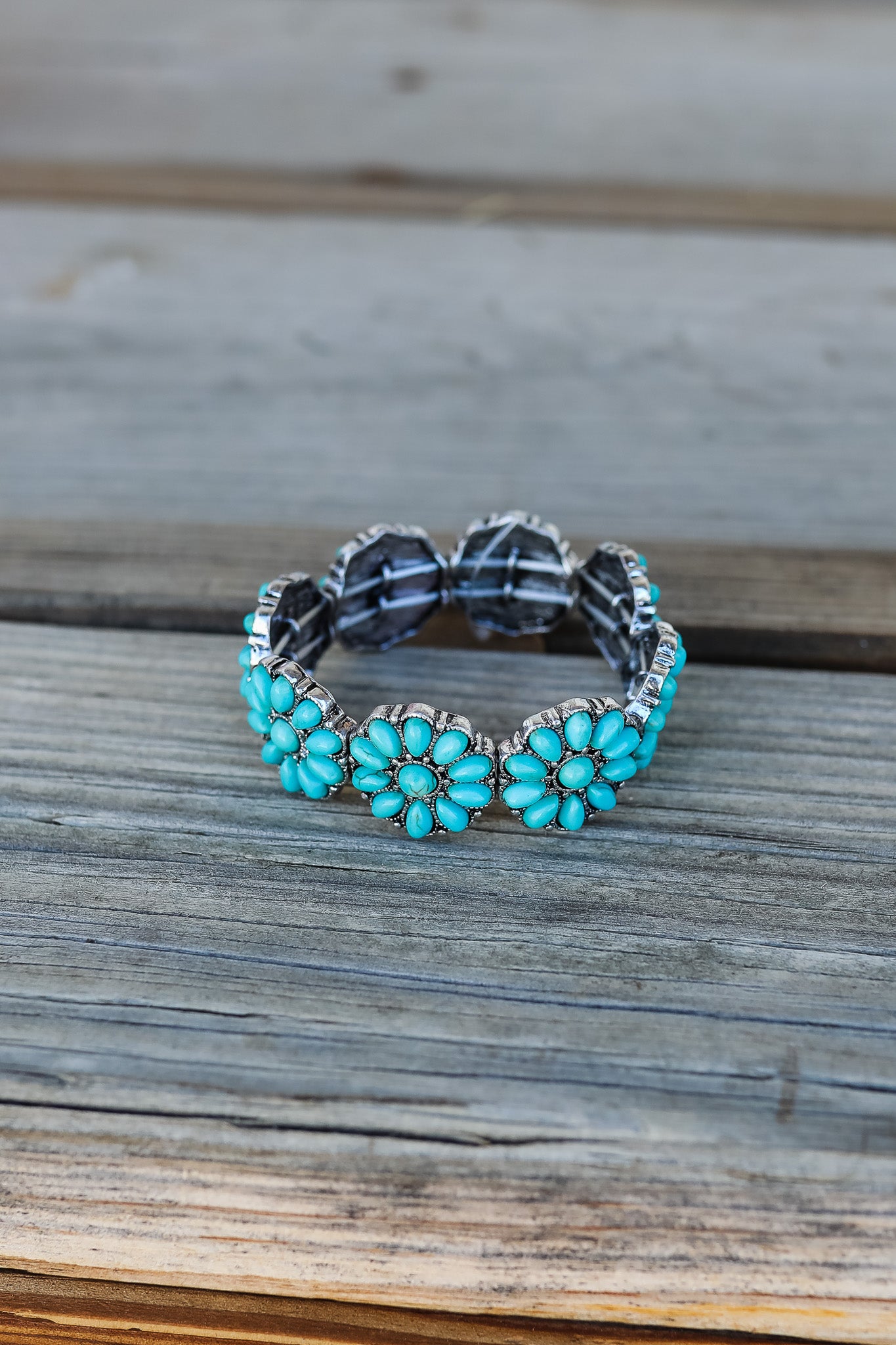 Boho Blossom Stone Bracelet - Turquoise