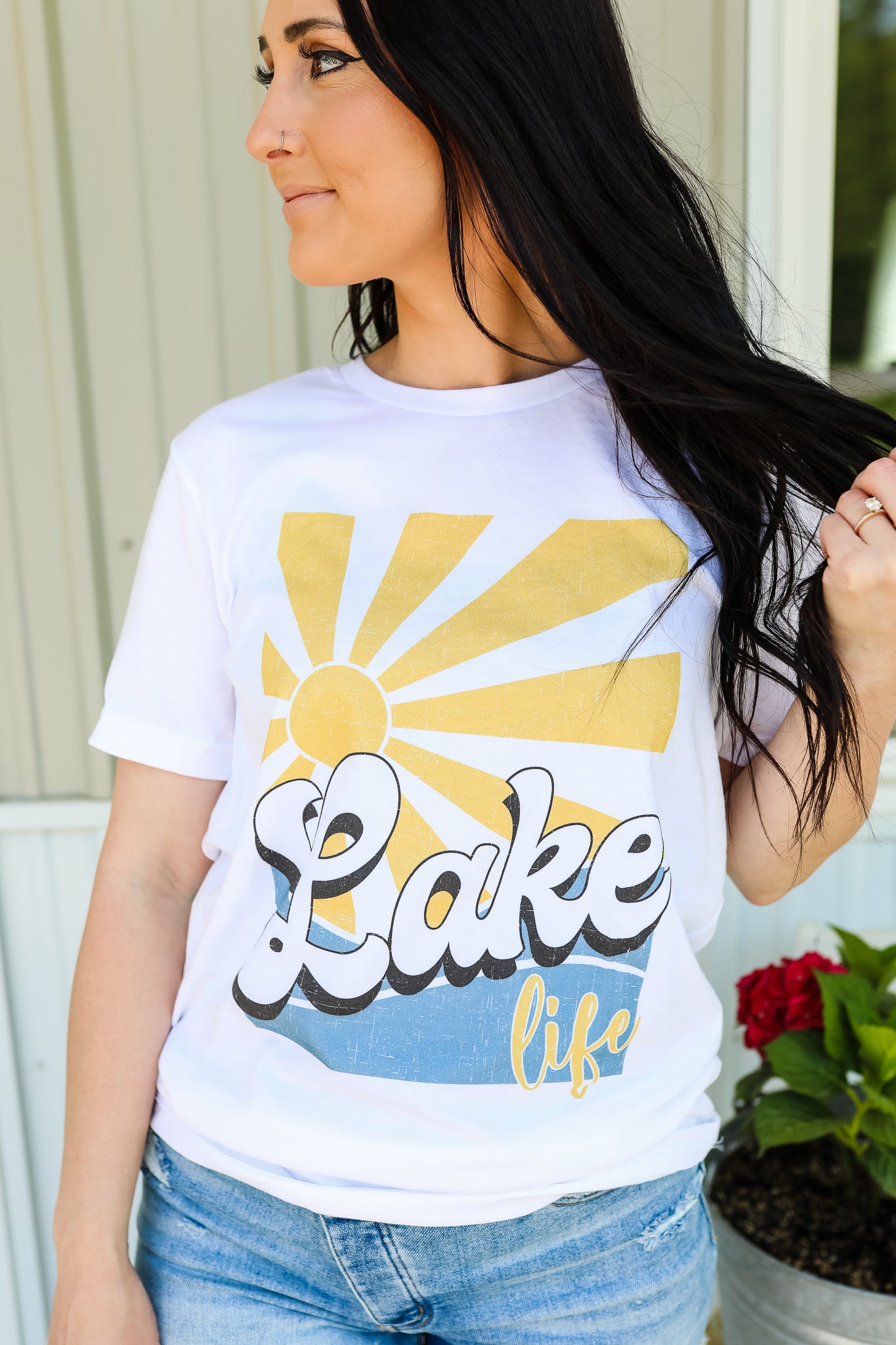 Lake Life Sun & Water Graphic Tee - White