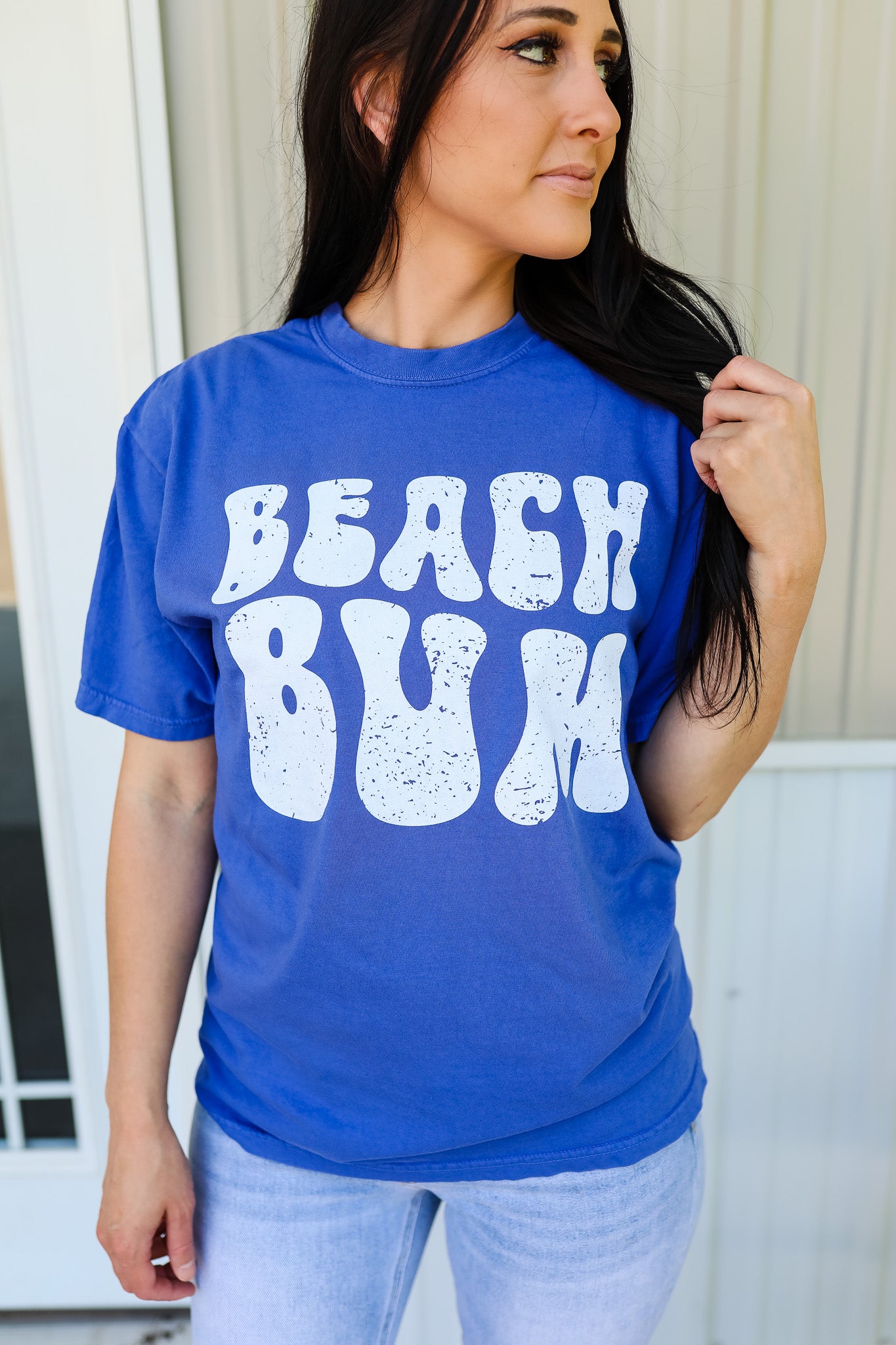 Beach Bum Graphic Tee - Neon Blue