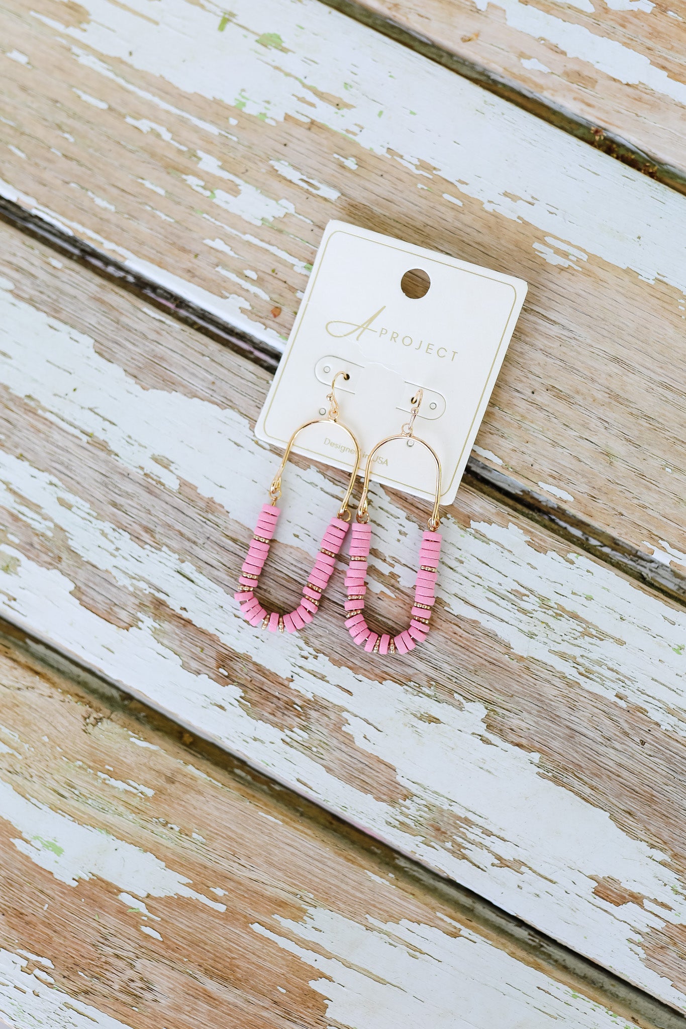 Joanna Oval Arch Earrings - Pink