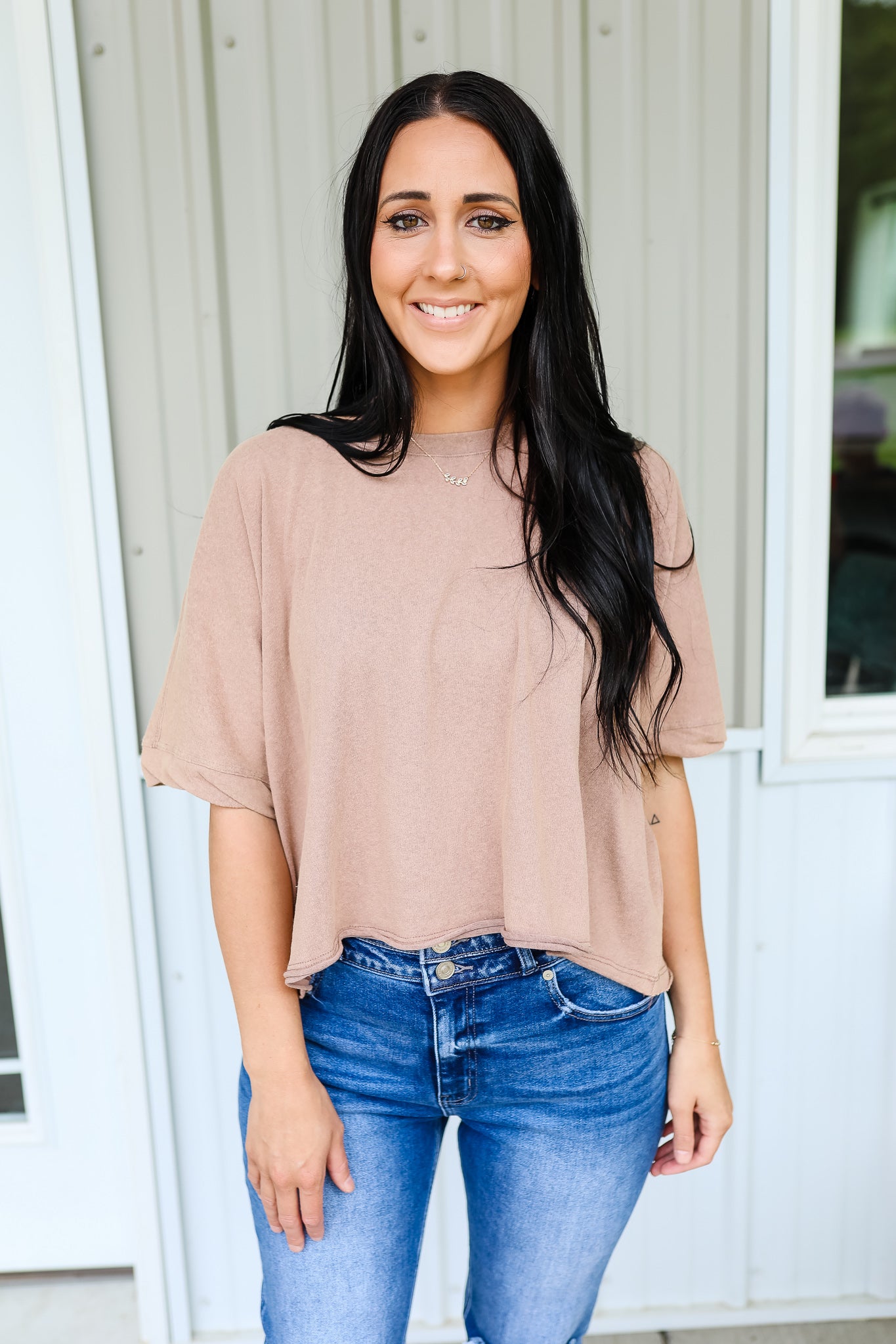 Halle Slouch Tee - Taupe