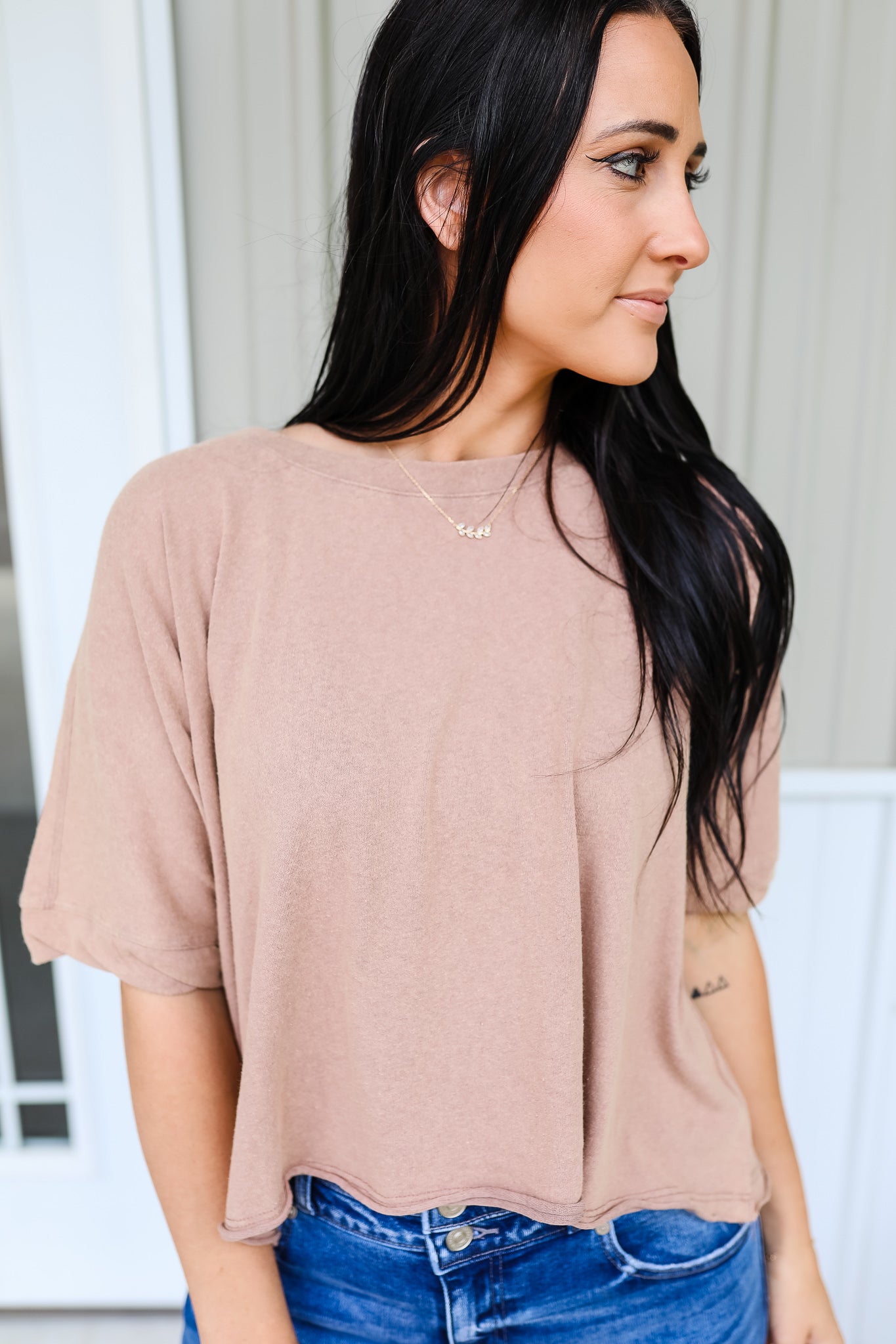 Halle Slouch Tee - Taupe