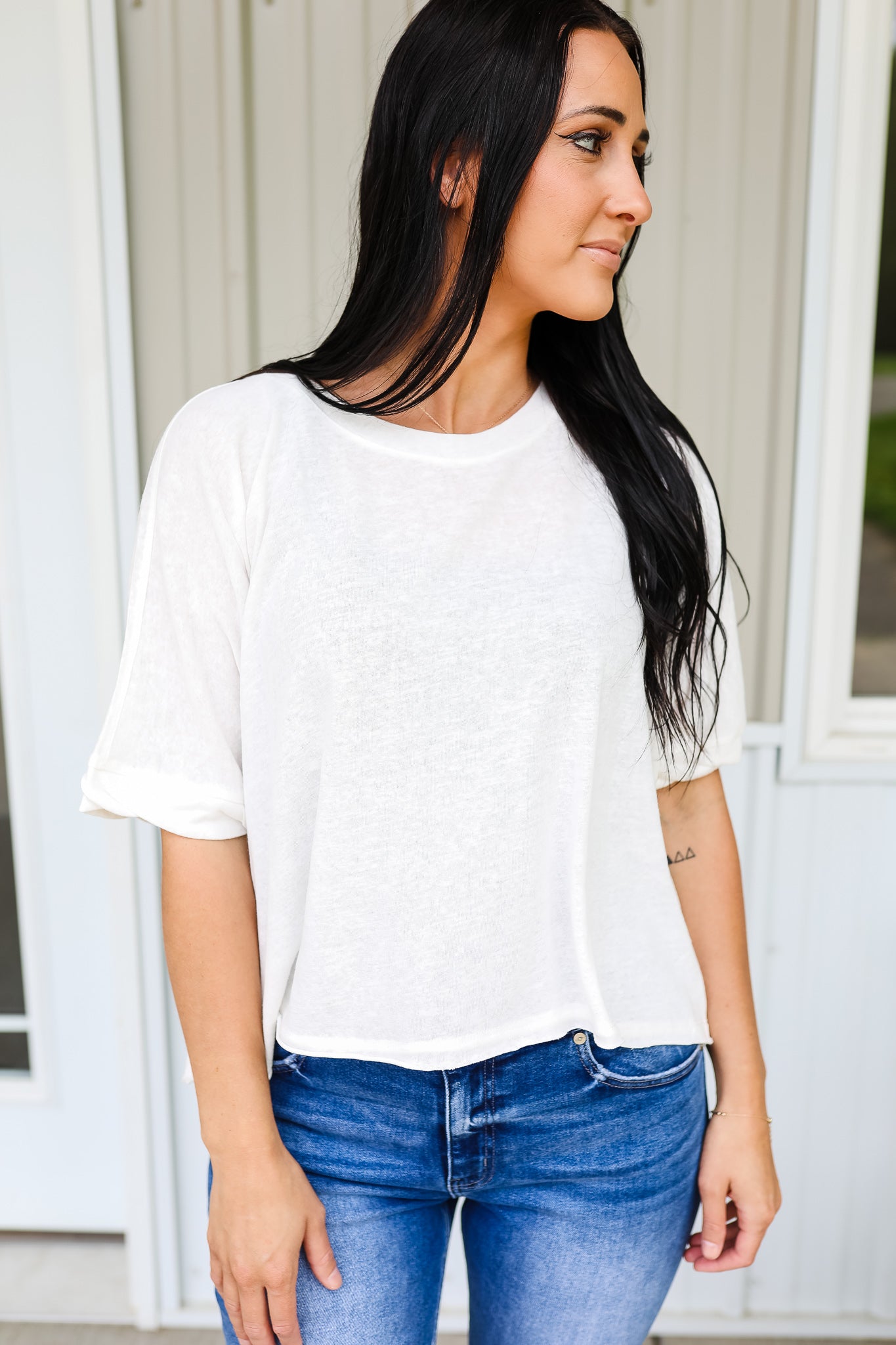 Halle Slouch Tee - White