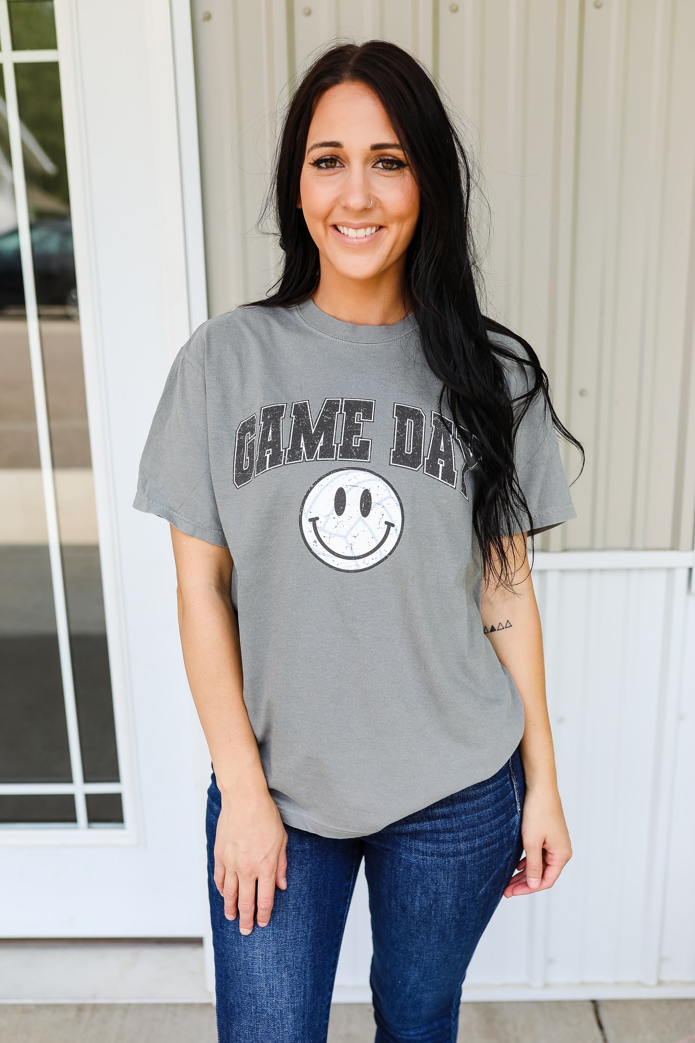 Game Day Volleyball Graphic Tee - Light Grey