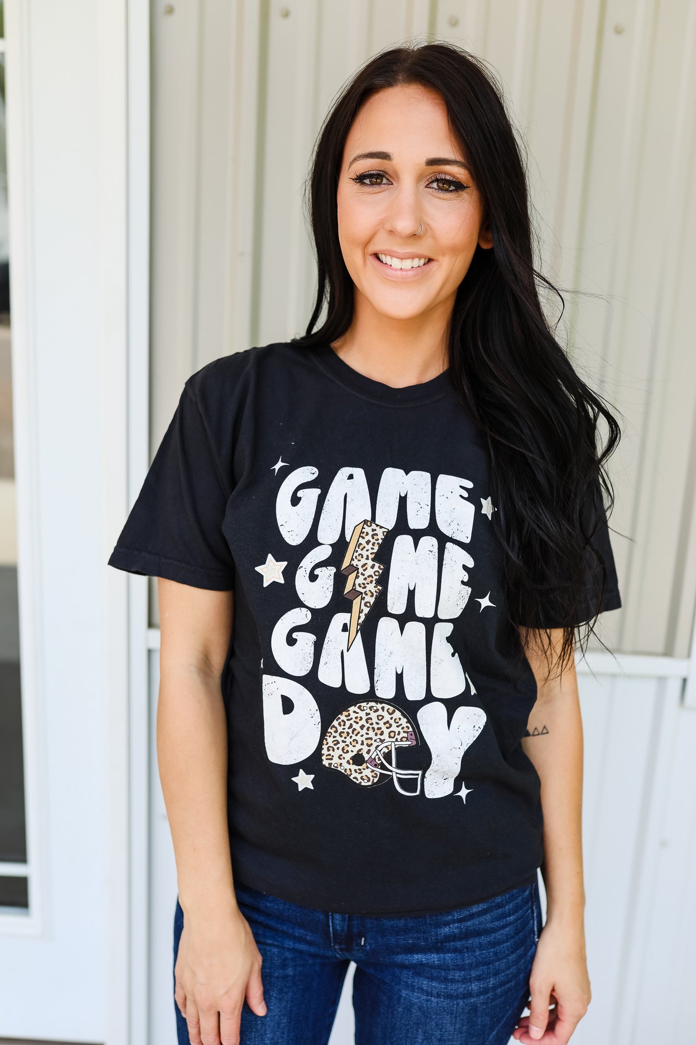 Game Game Game Day Graphic Tee - Black