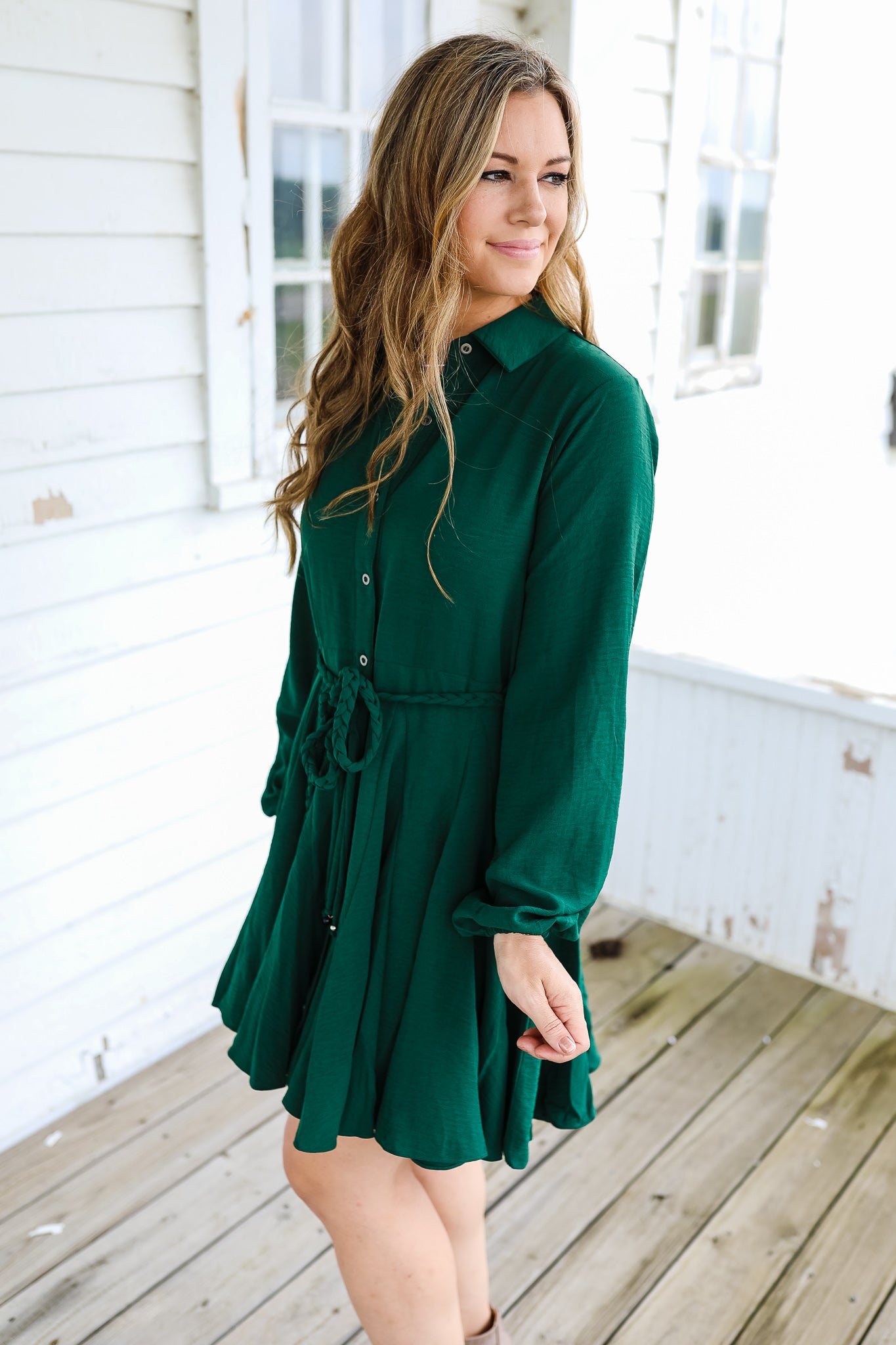 Layne Shirt Dress - Sea Green