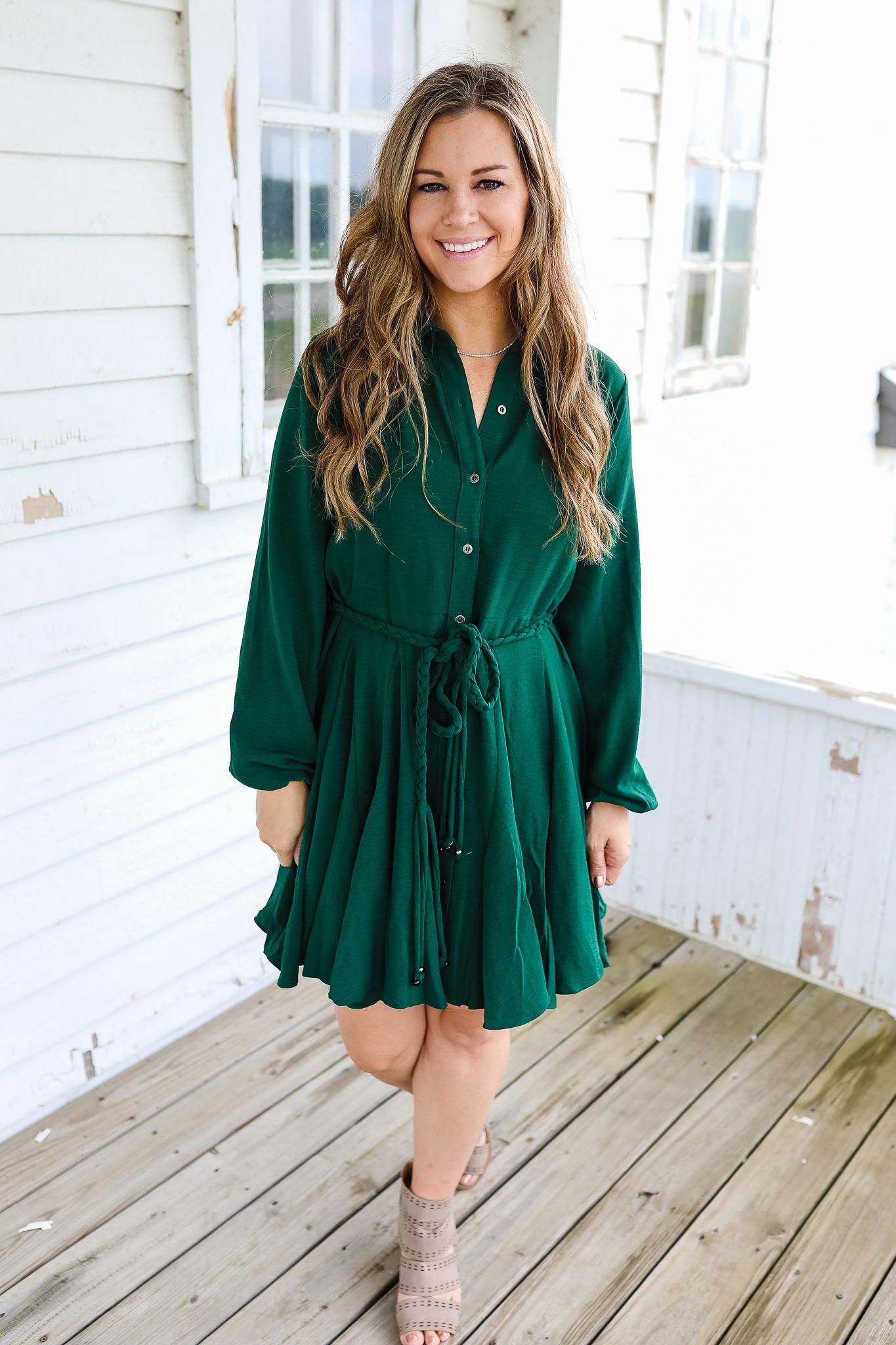 Layne Shirt Dress - Sea Green