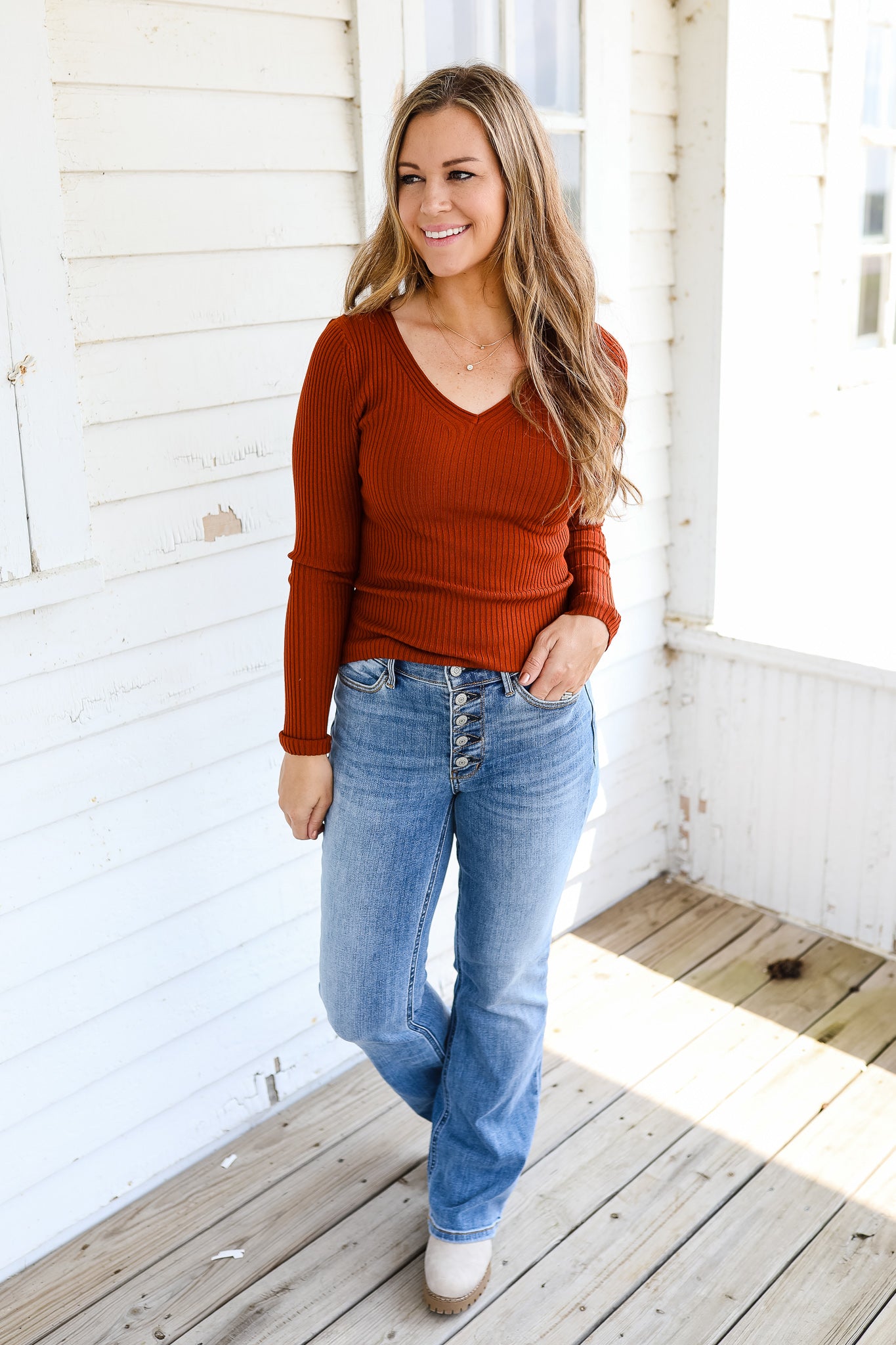 Kasey Ribbed Sweater - Copper