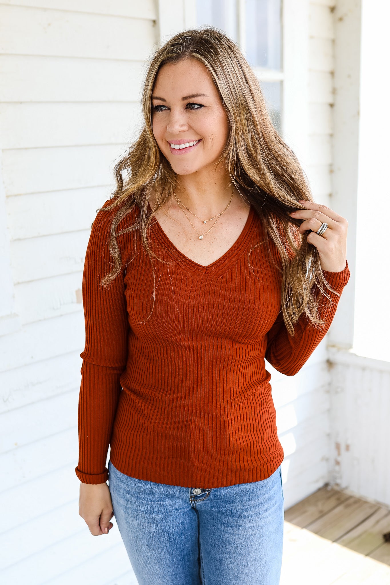Kasey Ribbed Sweater - Copper