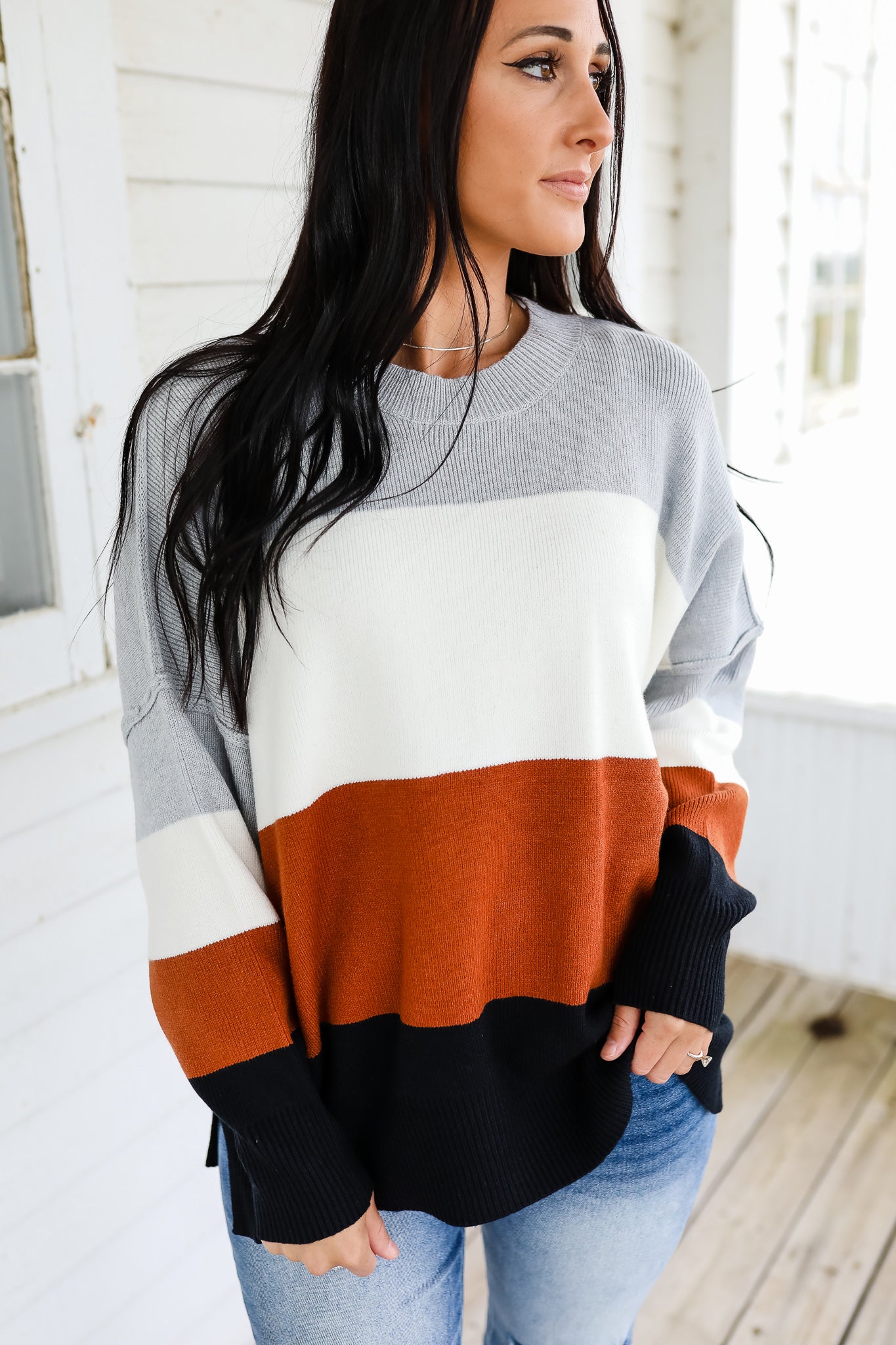 Elsie Stripe Sweater - Black