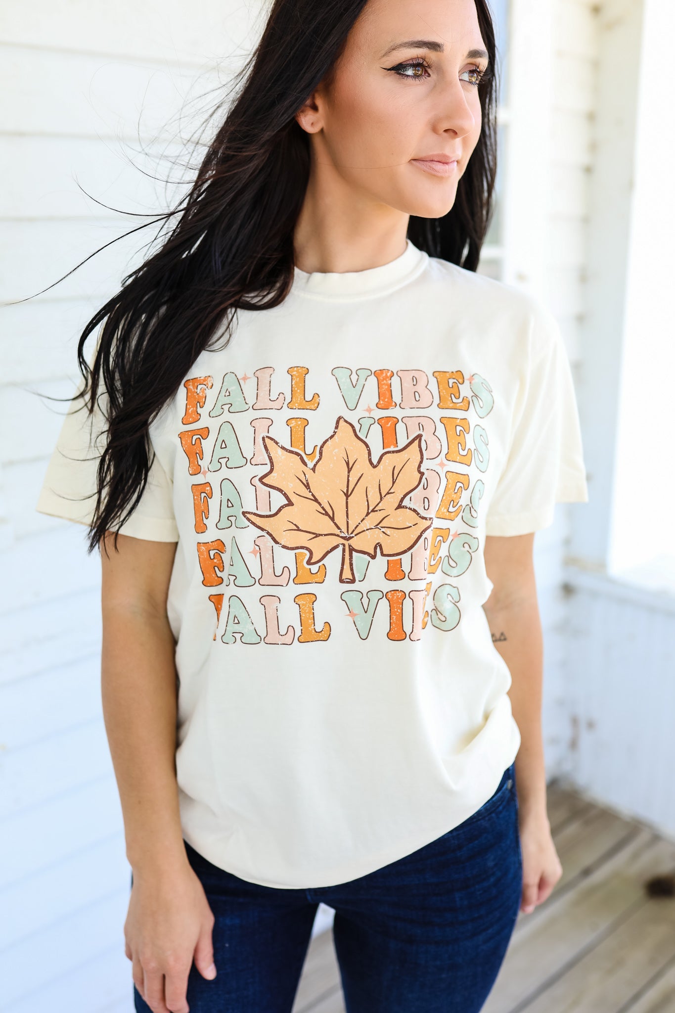 Fall Vibes x5 Graphic Tee - Ivory