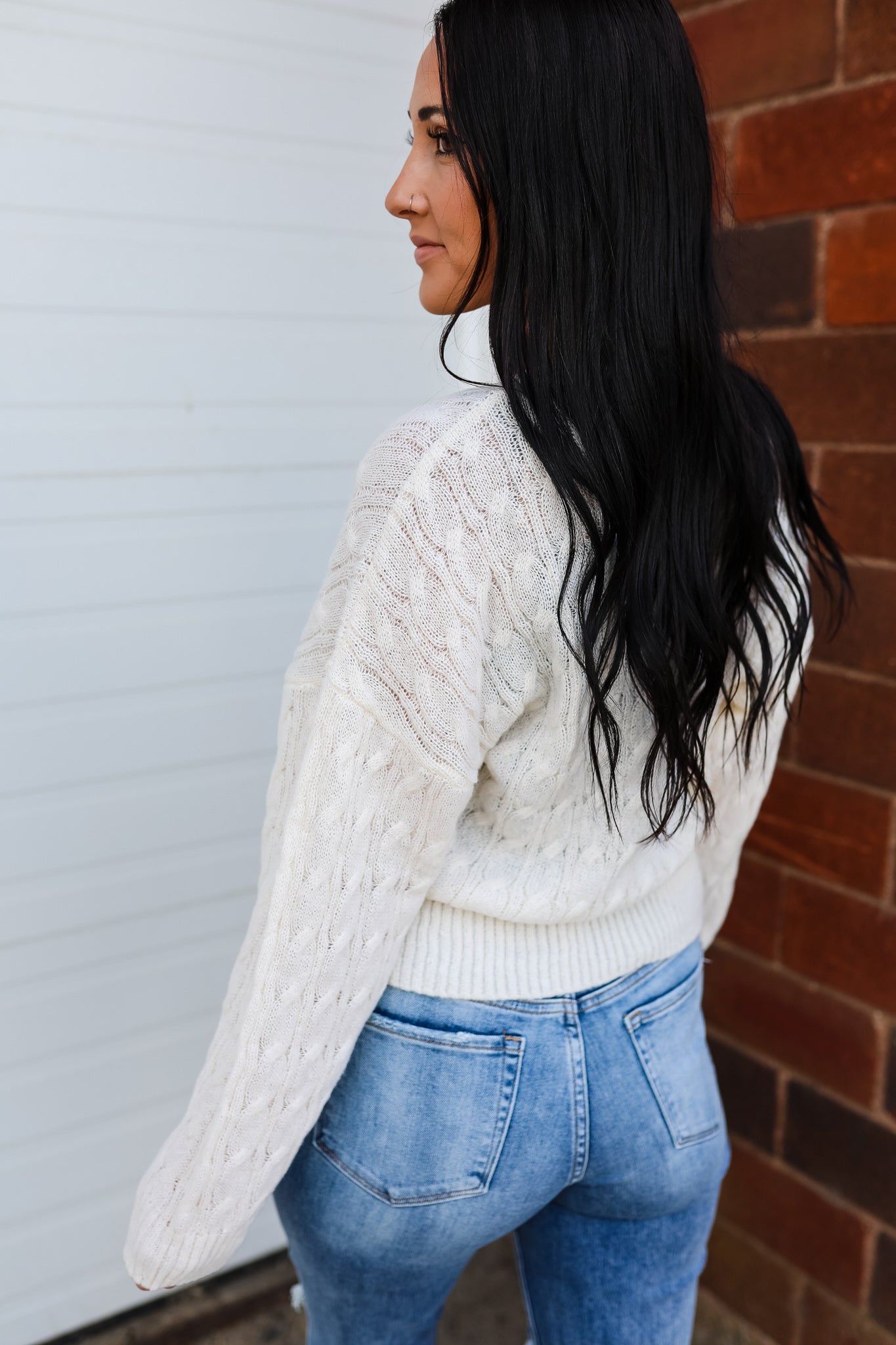 Mina Cable Knit Sweater - Ivory