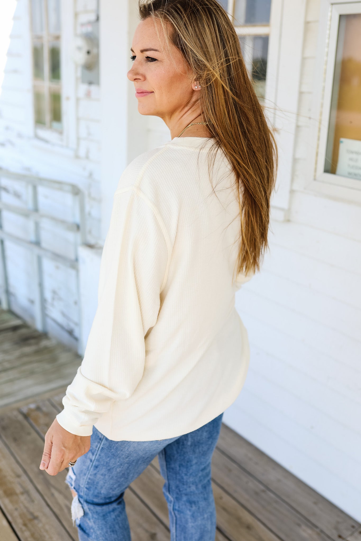 Fall Vibes Corded Pullover - Natural