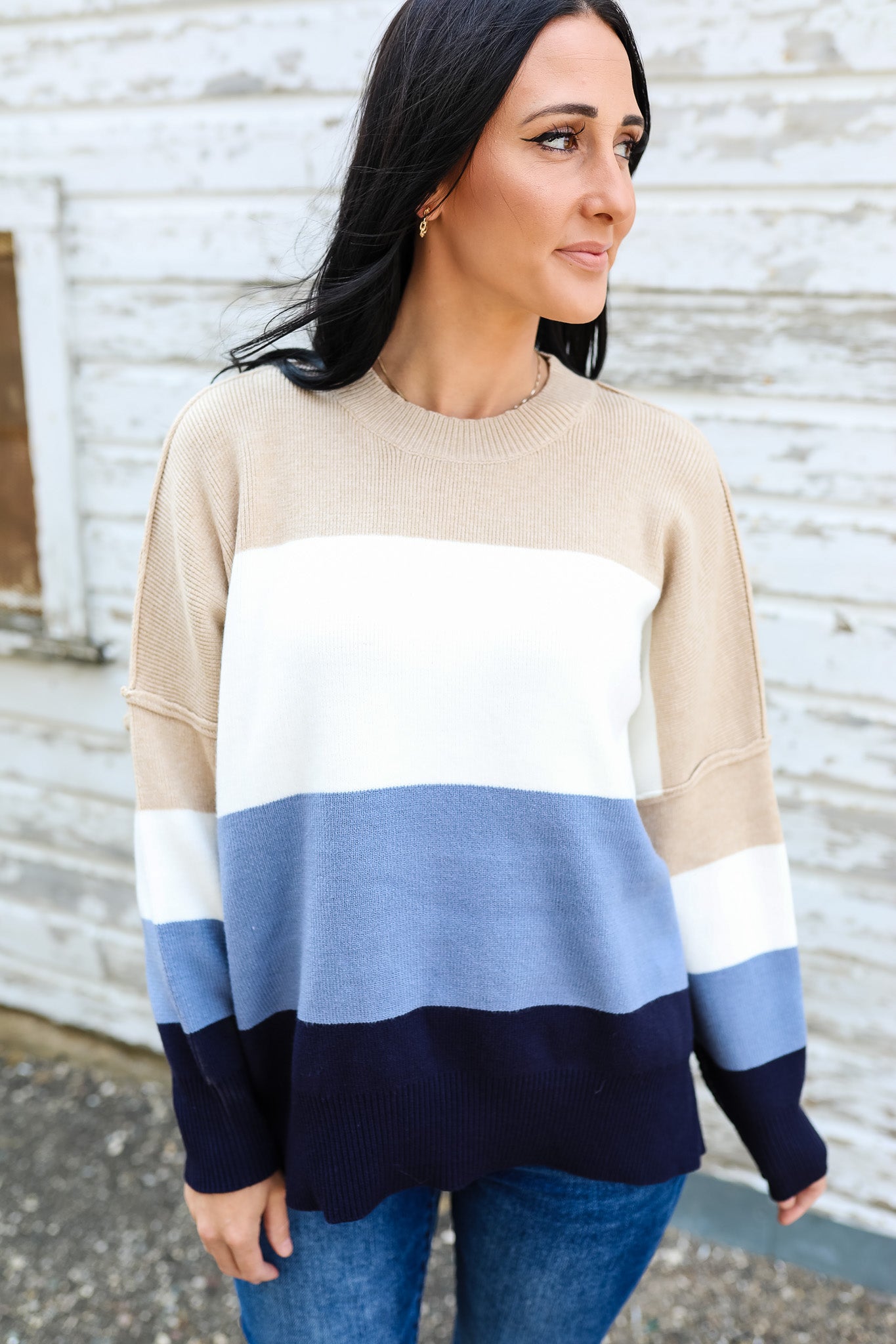Elsie Stripe Sweater - Taupe