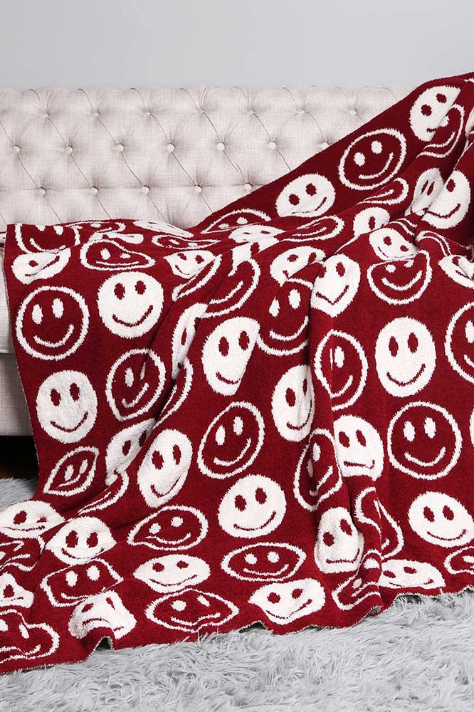 Happy Face Comfy Luxe Blanket - Multiple Colors