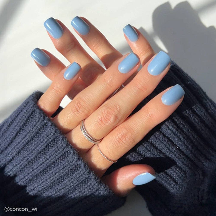 Cashmere Blue Press-On Nails | Short Squoval