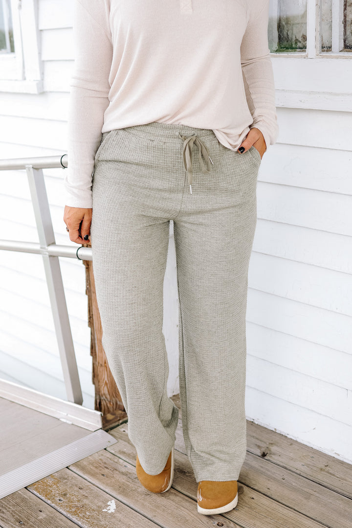Lizzy Waffle Knit Pants - Olive
