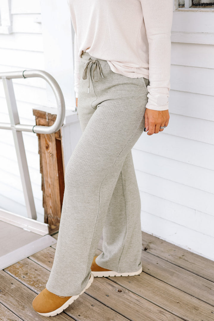Lizzy Waffle Knit Pants - Olive