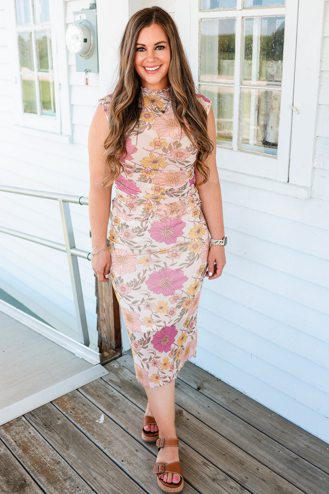 Kora Floral Midi Mesh Skirt