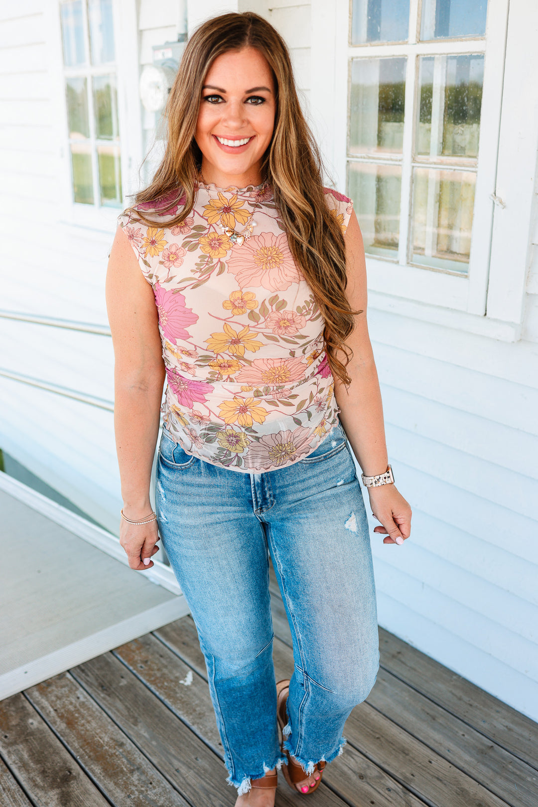 Flora Ruched Mesh Top