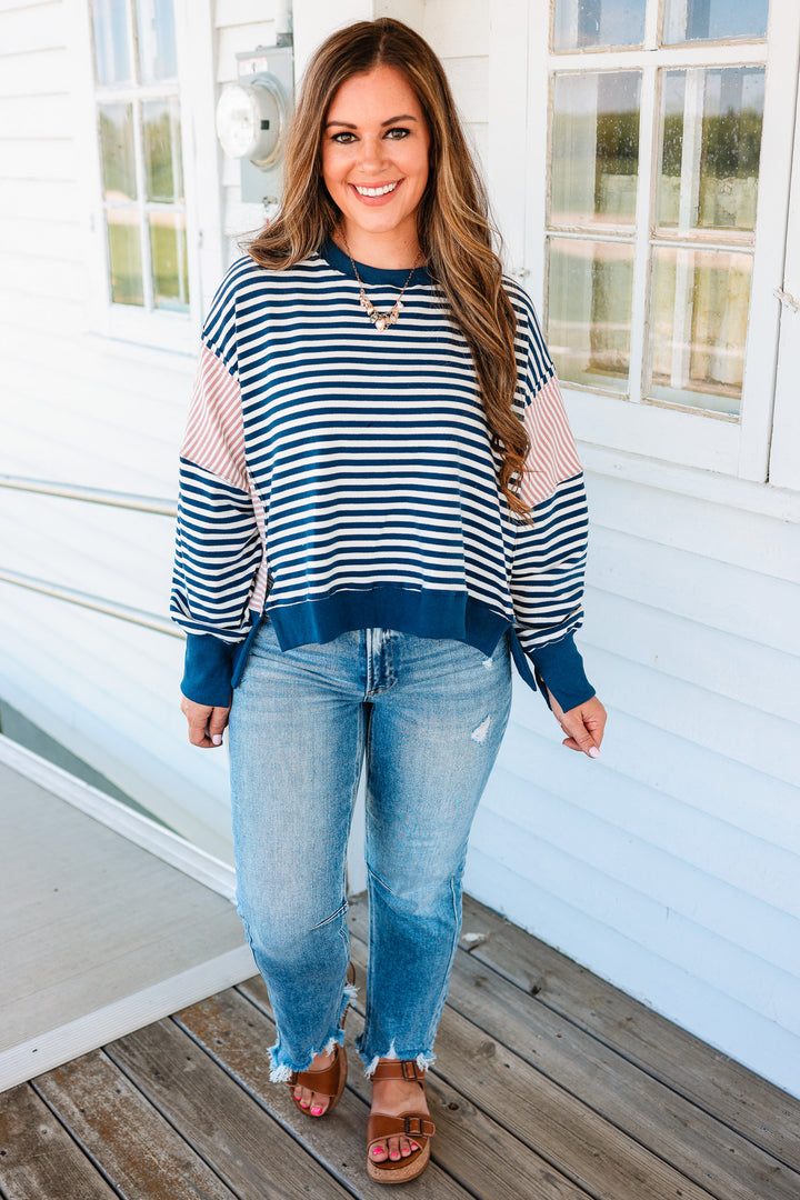 Stacia Striped Crewneck Sweatshirt