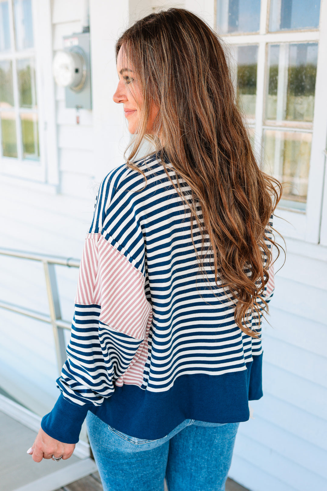 Stacia Striped Crewneck Sweatshirt