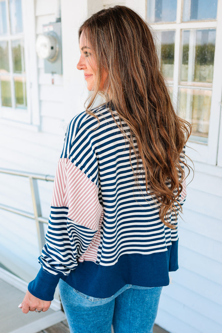 Stacia Striped Crewneck Sweatshirt
