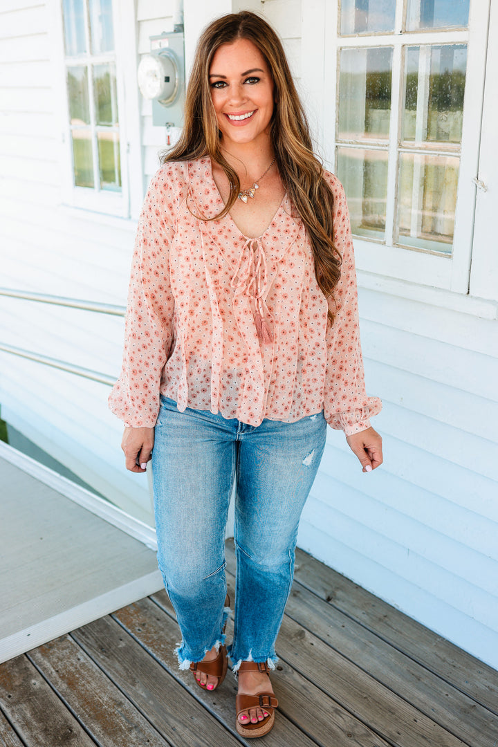 Elodie Floral Chiffon Ruffle Blouse