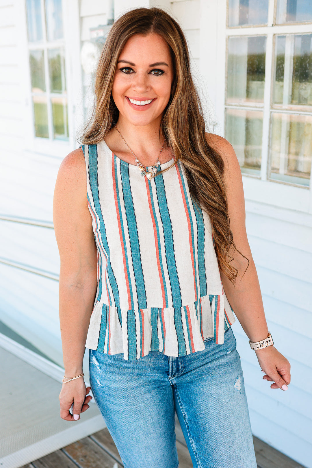 Hollis Stripe Peplum Tank