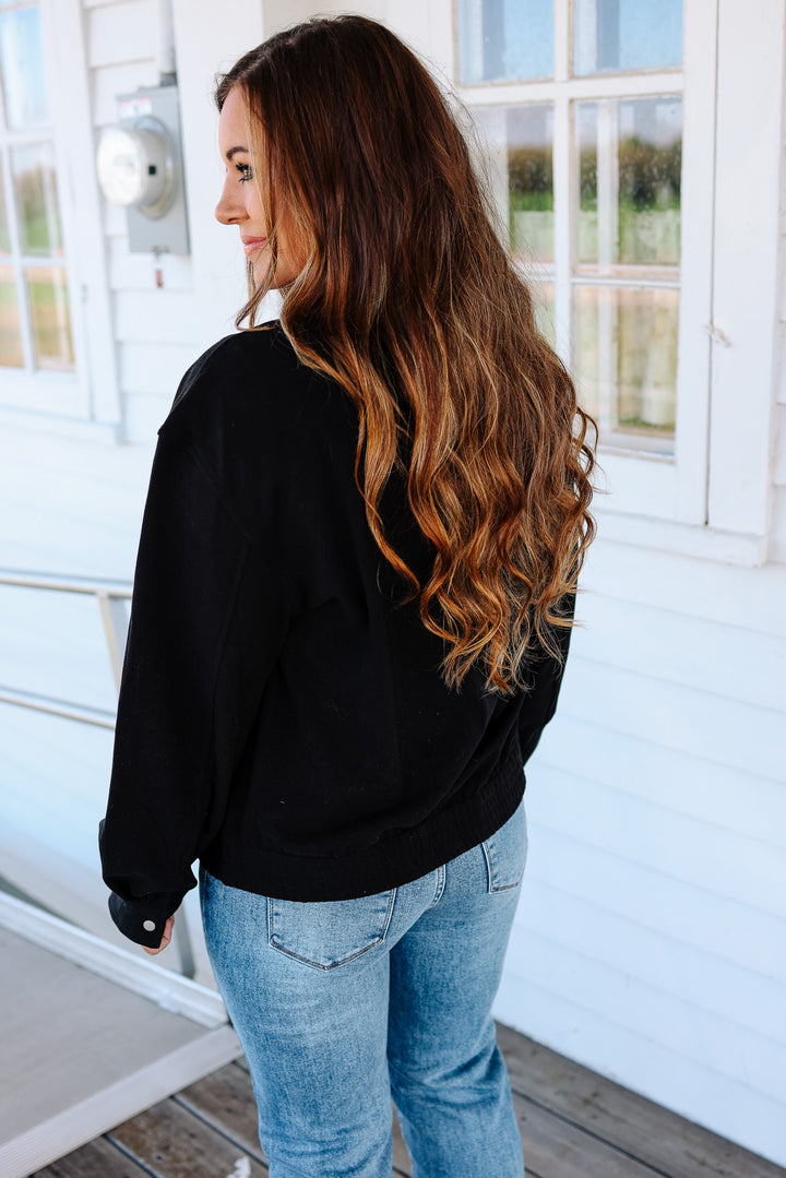 Mica Brushed Jersey Zip Jacket - Black