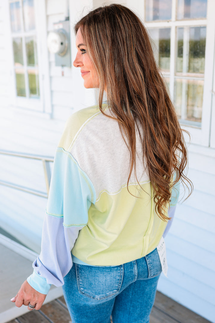 Phoebe Colorblock Top - Lime/Blush