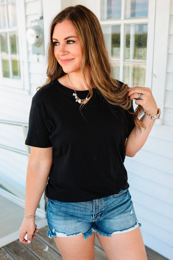Cotton Boyfriend Tee - Black