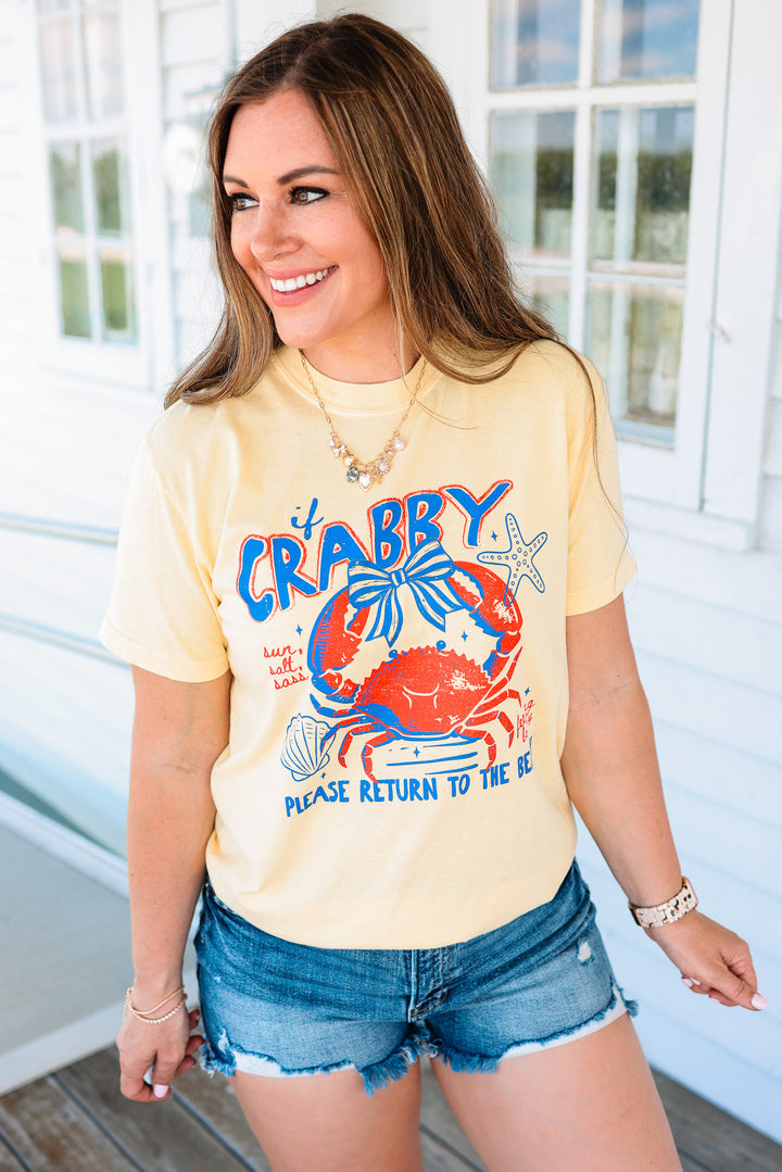 Crabby Return To Beach Graphic Tee - Butter