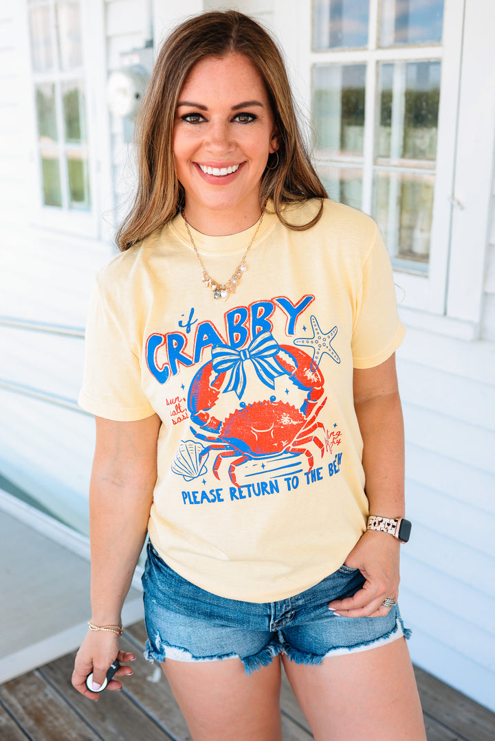 Crabby Return To Beach Graphic Tee - Butter