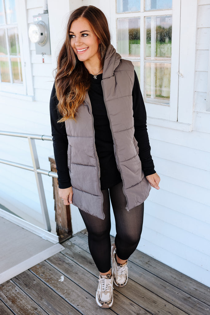 Noah Hooded Duster Puffer Vest - Gun Metal – Aiden & Oak