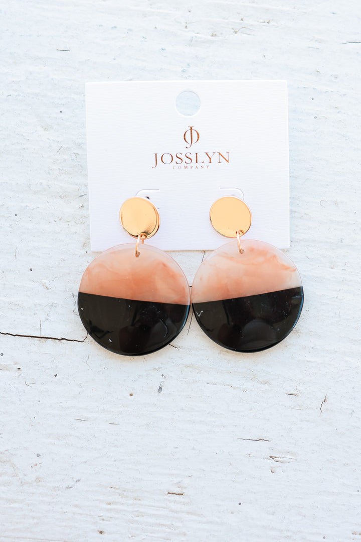 Black & Brown Round Drop Circle Earrings