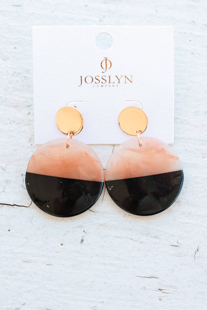 Black & Brown Round Drop Circle Earrings