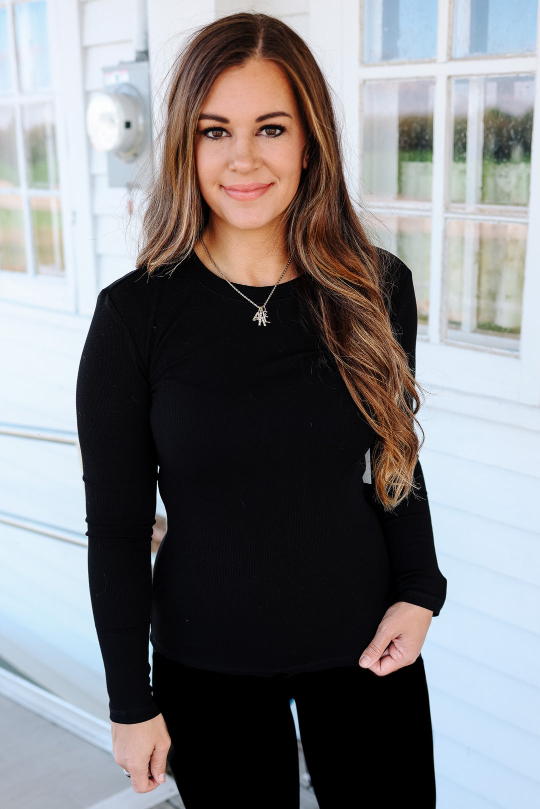 Sia Micro-Ribbed Top - Black