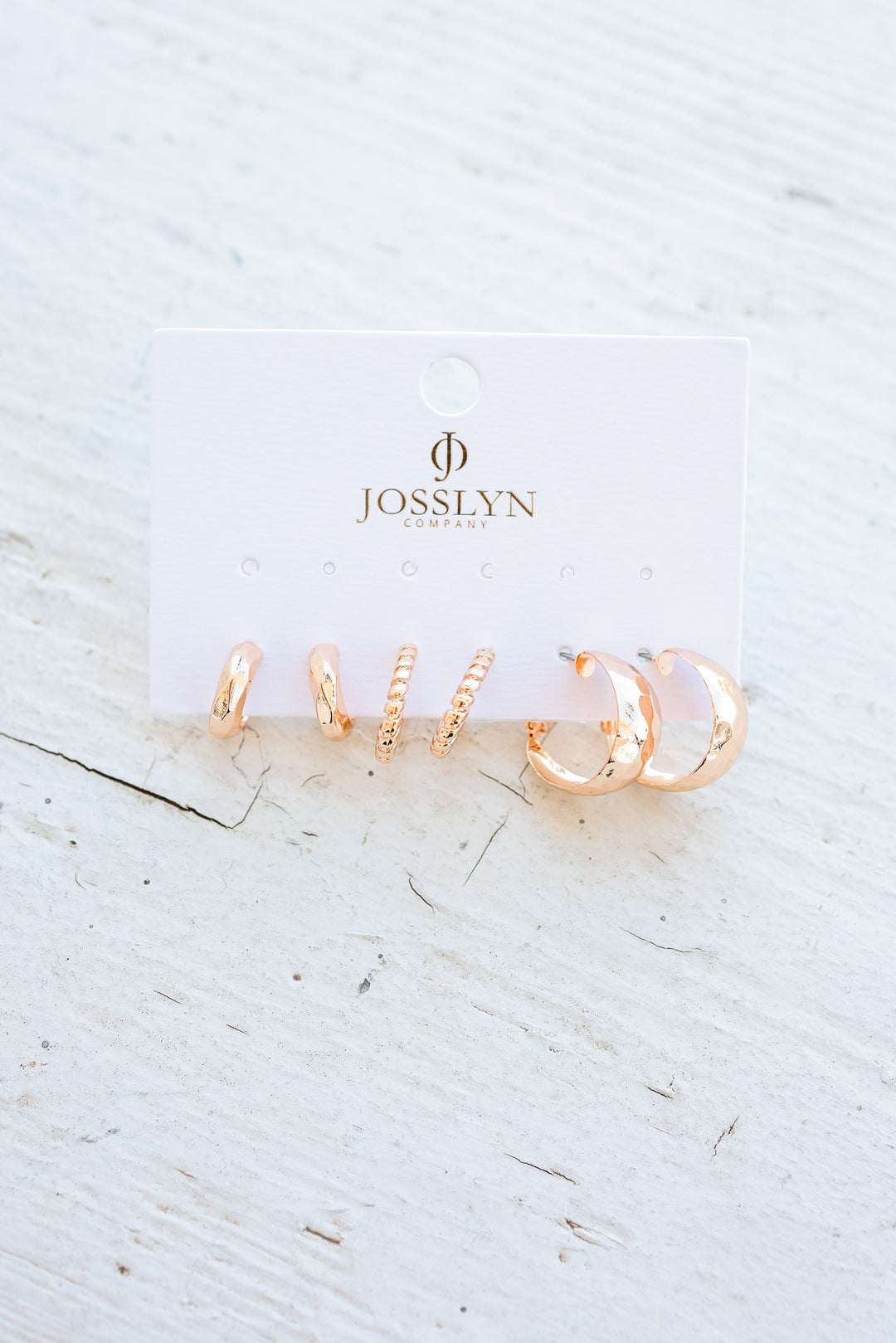 Mixed Texture Gold Crescent Hoop Trio Earring Set