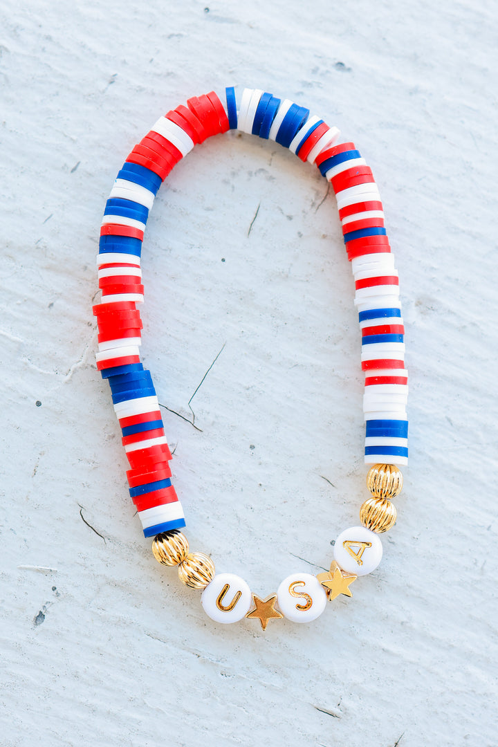 USA Disc Beaded Bracelet