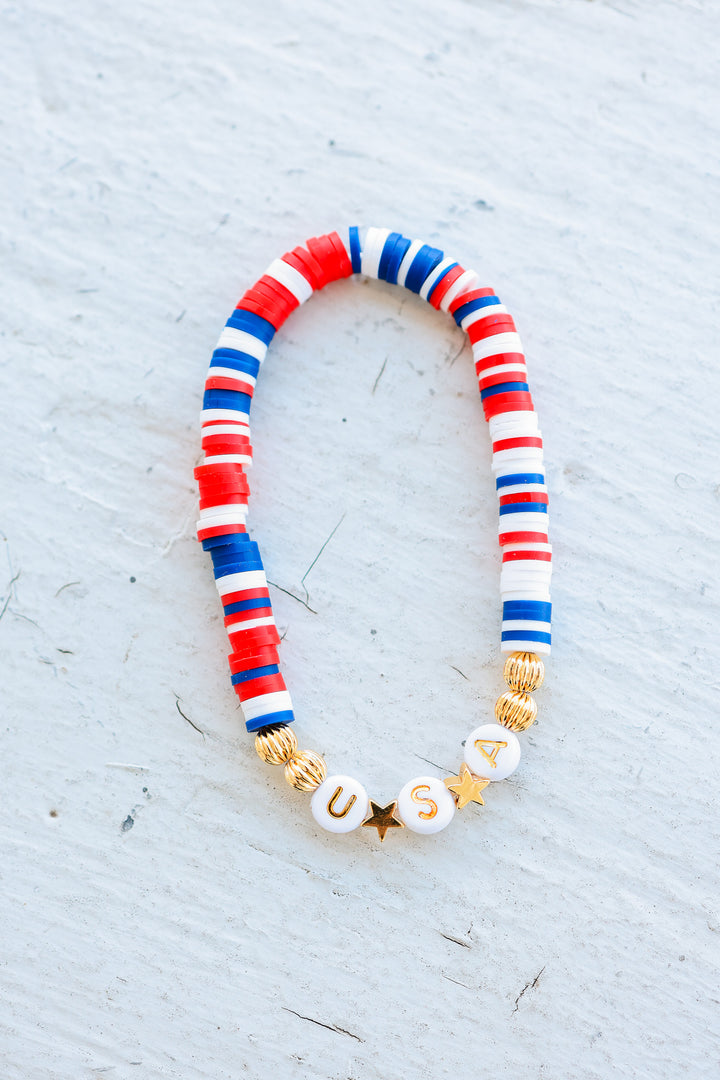 USA Disc Beaded Bracelet