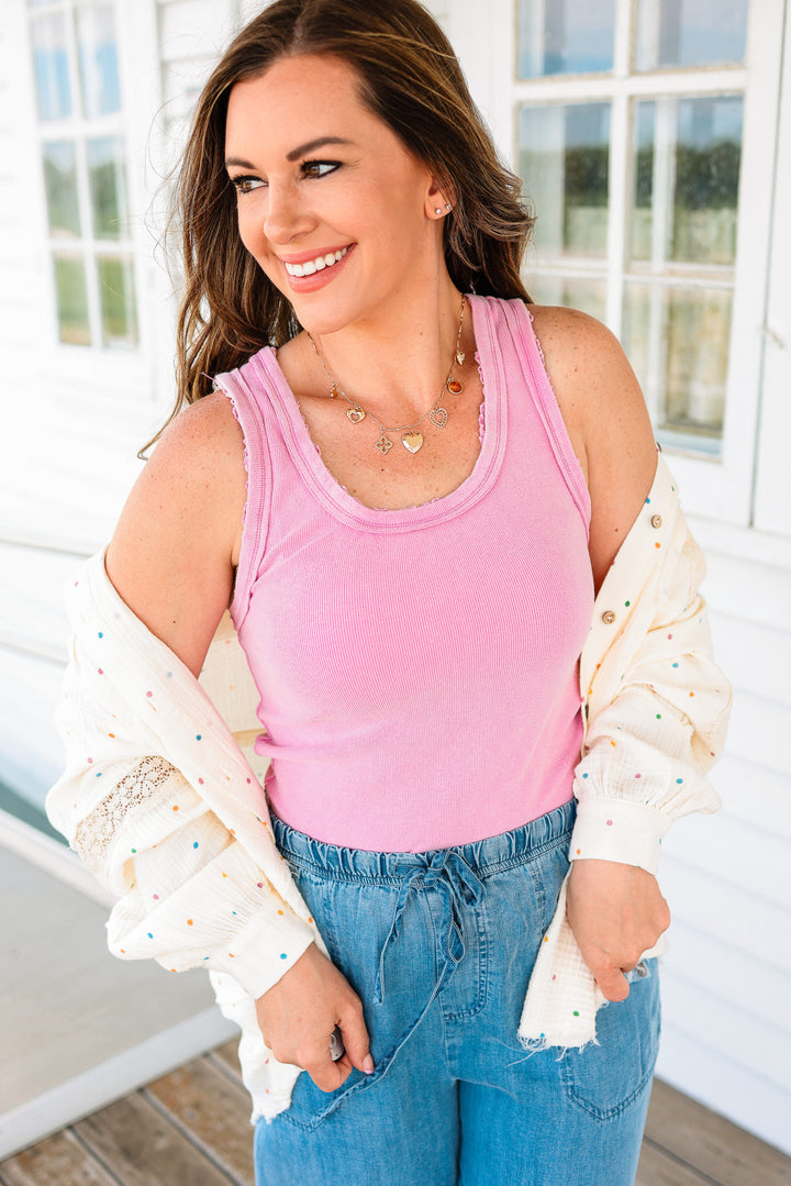 Avery Lace Detail Scoop Neck Tank