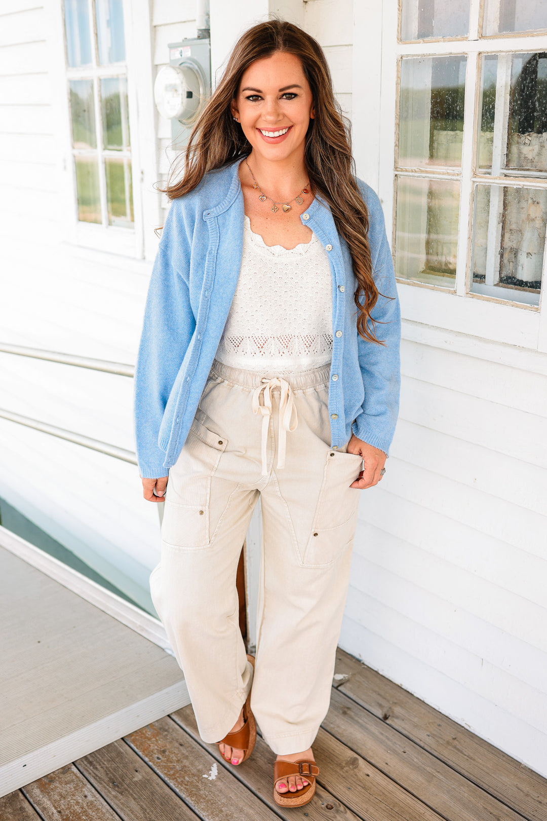 Sadie Side Pocket Wide Pants - Natural
